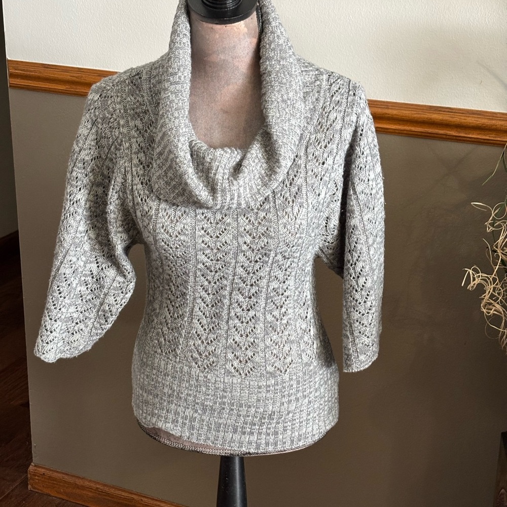 Elegant Gray Cowl Neck Sweater for Women